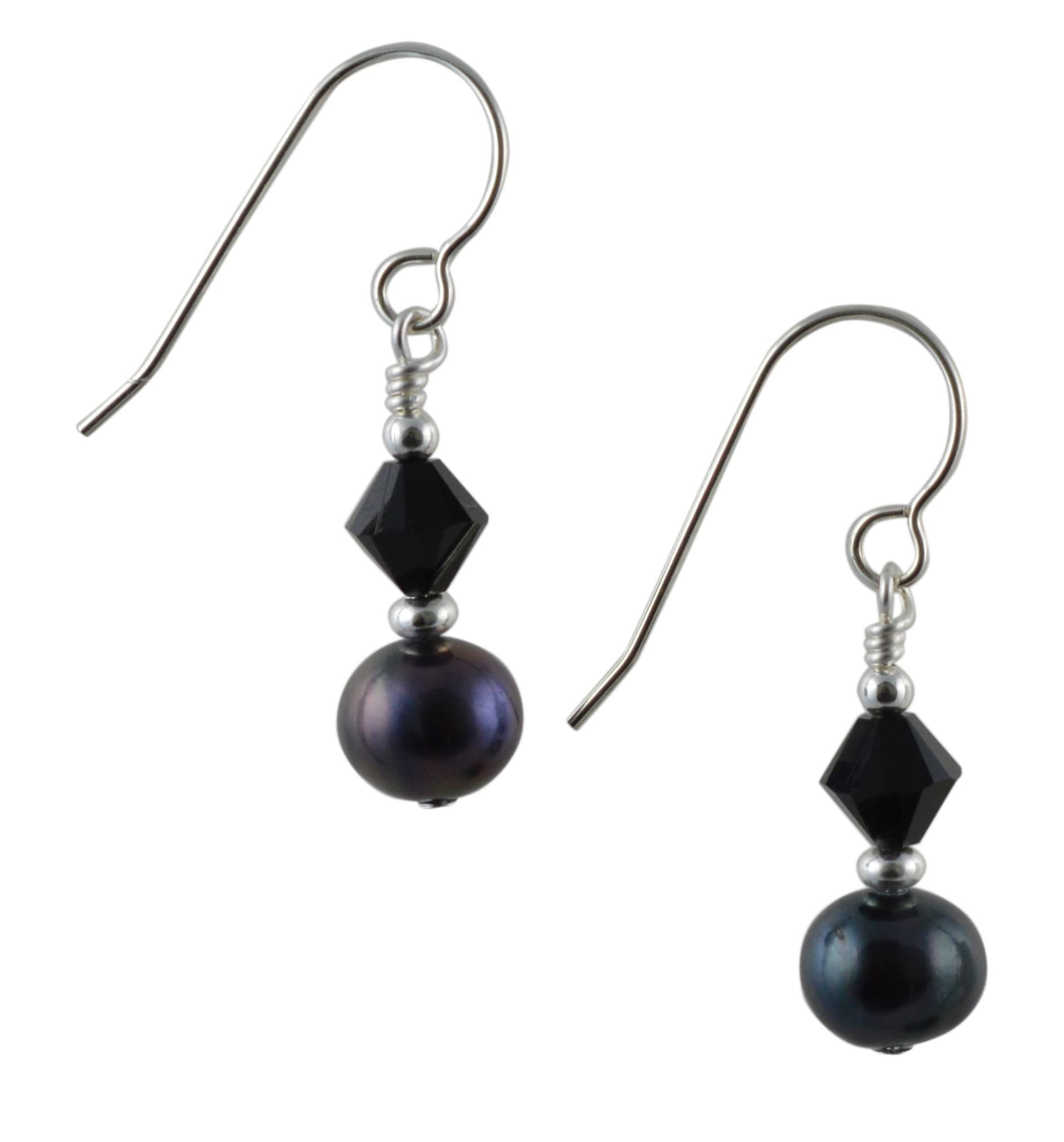 Natürliche Süßwasser Black Peacock Potato Perle, Kristall & Sterling Silber Ohrringe Mit Geschenkbox Natürliche Süßwasser Black Peacock Potato Perle, Kristall & Sterling Silber Ohrringe Mit Geschenkbox von LittleGemJewel