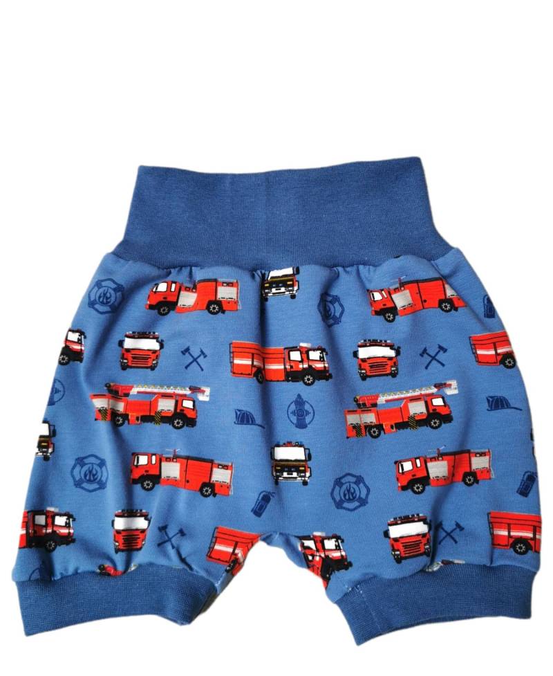 Kurze Pumphose Baby Junge Feuerwehr Blau Rot, Größe 44 -80/92 von LittleHenni
