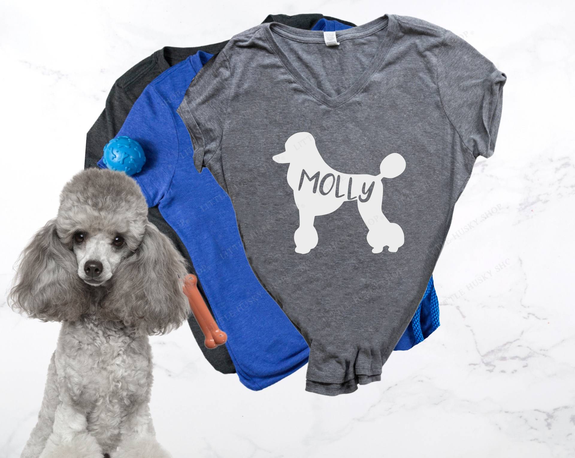 Pudel Shirt Mit Namen Deines Hundes - Dein Haustier Name Auf Personalisiere Mama Liebe Tshirt von LittleHuskyShop