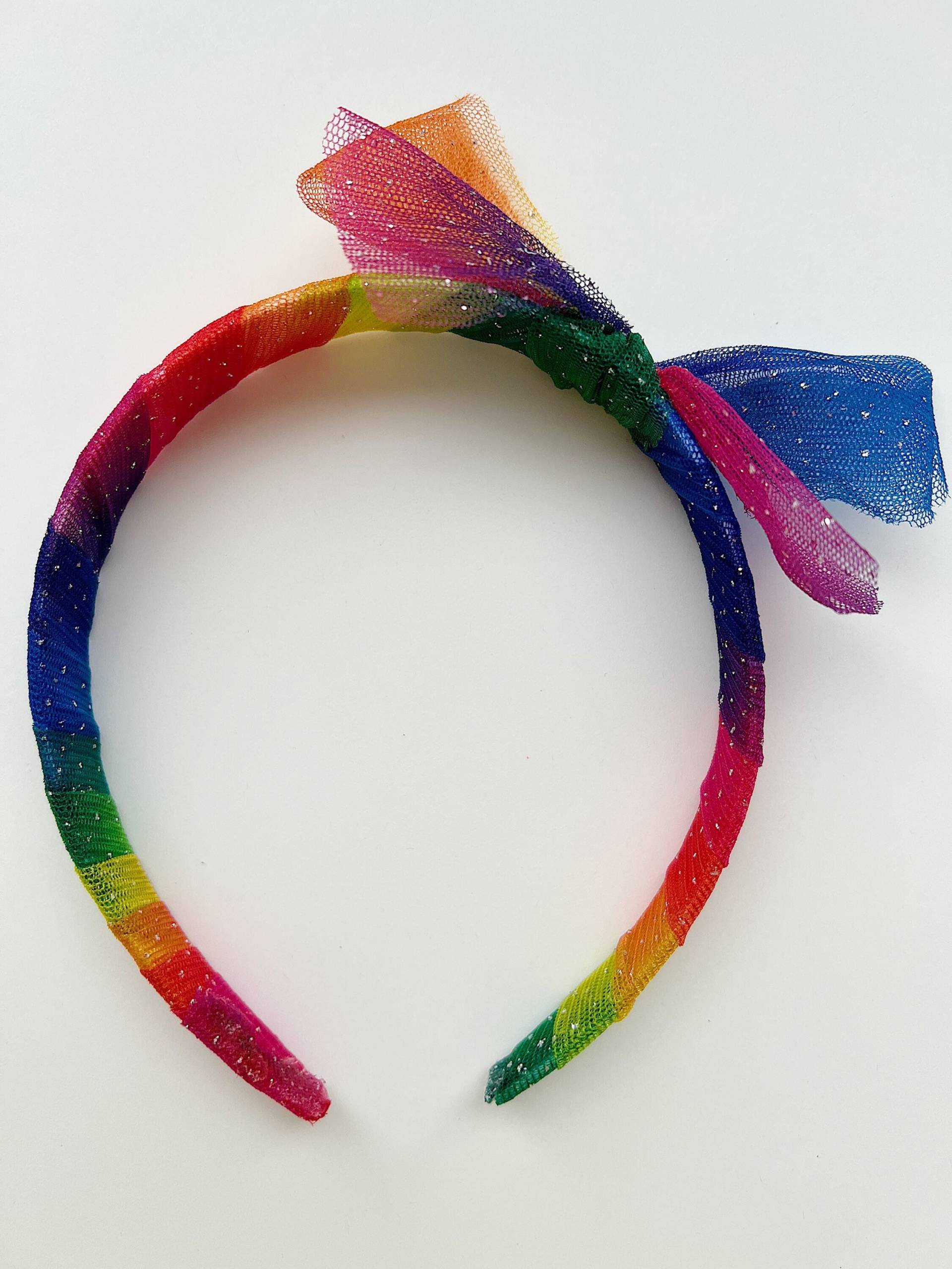 Einhorn Tüll Schleife Hart Haarband Mädchen Haar Accessoire Ostern Sommer Weiches Stirnband Clip Regenbogen Rosa Blau Grün Gelb Rot Für Haare von LittleKateDesigns