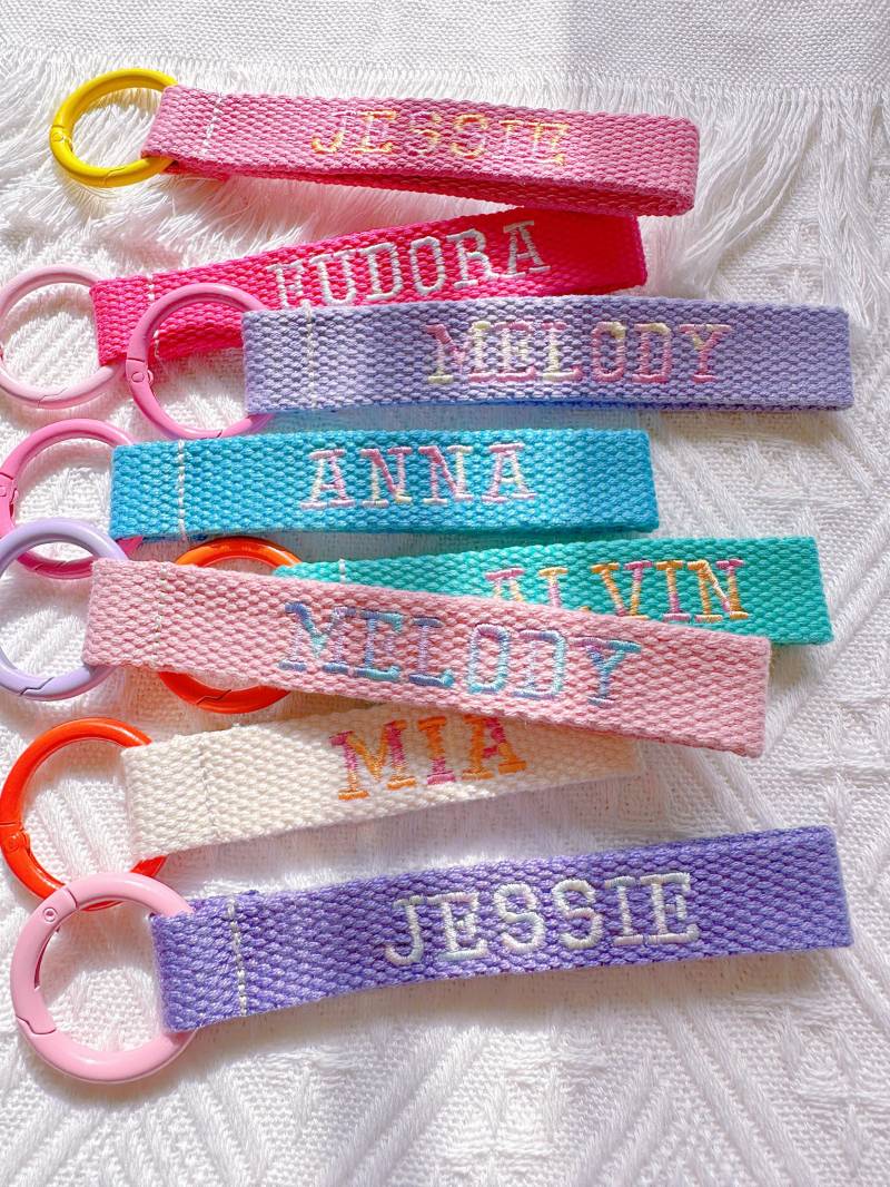 Personalisierte Farbverlauf Regenbogen Stickerei Name/Telefonnummer Tag, Benutzerdefinierte Schultasche Kleinkind Mädchen Weihnachtsgeschenke von LittleLazyCat