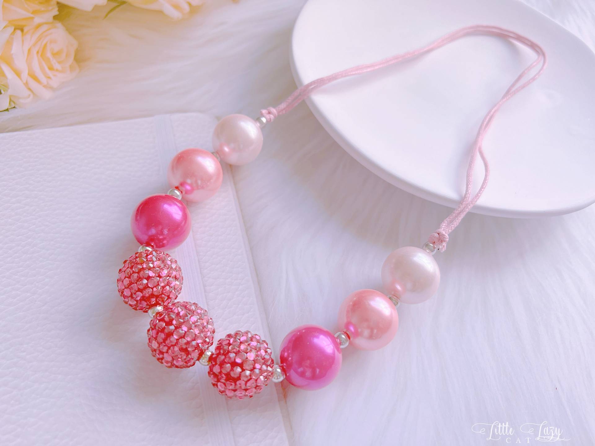 Rosa Chunky Bubblegum Halskette, Baby Mädchen Perlen Kleinkind Big Bead Geschenk von LittleLazyCat