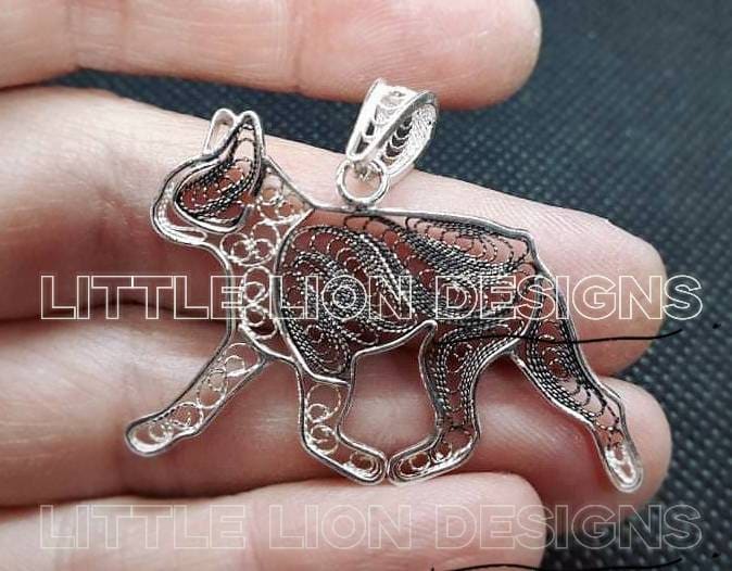 Boston Terrier Vergoldet Trotting Pin/(Handgemachter Sterling Silber Schmuck Geschenk Filigran Anhänger Halskette/ von LittleLionDesignsMK