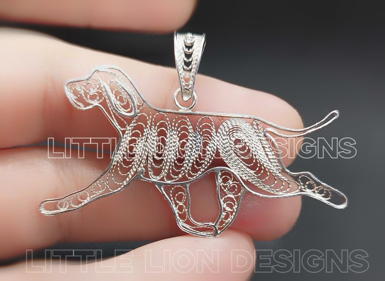 Bracco Italiano Sterling Silber Anhänger | Stichwörter Brosche, Halsketten, Schmuck, Little Lion Design von LittleLionDesignsMK