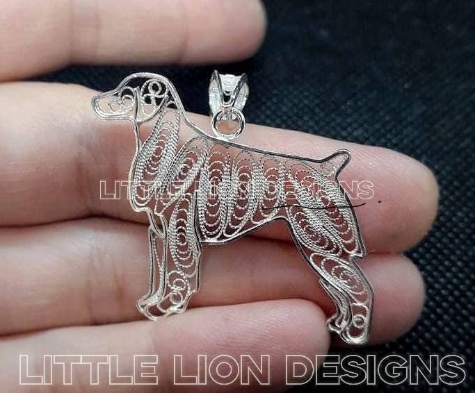 Brittany, Epagneul Breton Sterling Silber Pin(/Anhänger Halskette Gold Filigran Hund Kunst Geschenk/ von LittleLionDesignsMK