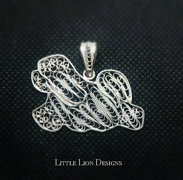 Havaneser Bichon Bewegung Trab Läuft Sterling Silber Anhänger Halskette Stift Filligrane von LittleLionDesignsMK