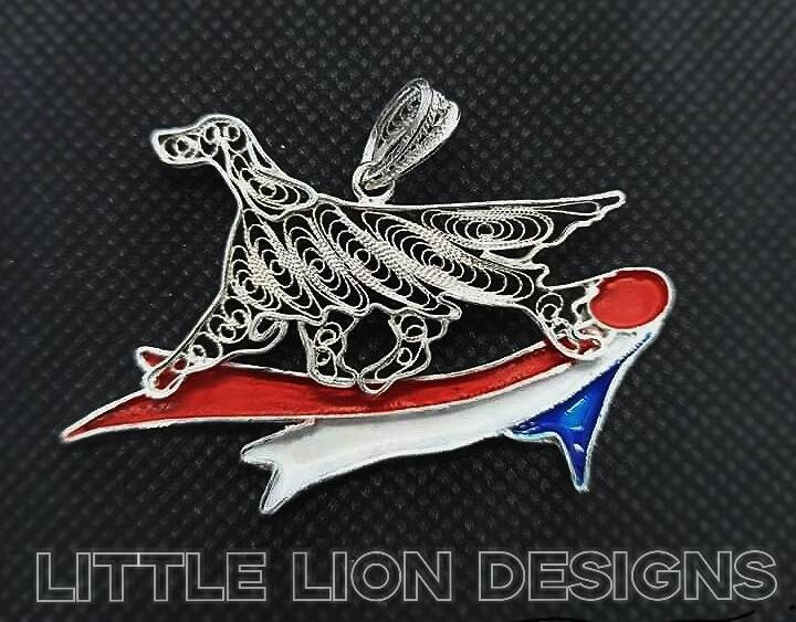 Irish Setter Sterling Silber Anhänger, Halskette, Brosche, Emaille, Kleiner Löwe Design, Filigraner Hund von LittleLionDesignsMK