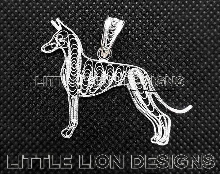 Pharaoh Hound/Ibizan Hound Sterling Silber Brosche Oder Anhänger | Stichworte Halskette Hundebrosche Filigraner Kunstschmuck/ von LittleLionDesignsMK