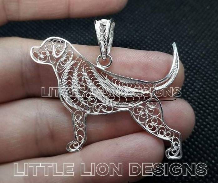 Rottweiler Sterling Silber Anhänger /( Brosche Rott Dog Art Schmuck Filigranes Kleines Löwen Design von LittleLionDesignsMK