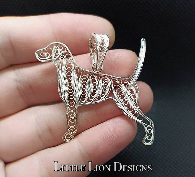 Weimaraner Sterling Silber Anhänger -Auf Bestellung 2-3 Wochen | Stichwort Brosche, Halsketten, Schmuck, Kleines Löwendesign von LittleLionDesignsMK