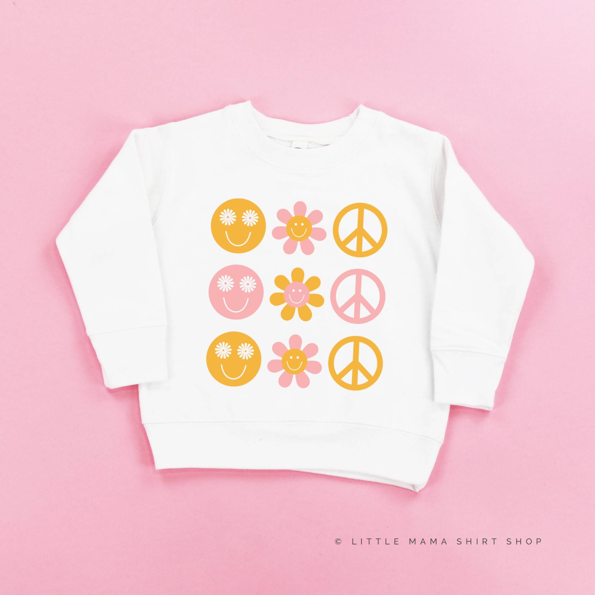 3x3 - Retro Happy Flowers Kinderpullover | Groovy Kid Sweater 70Er Vibe Pullover Für Kinder Sweatshirt Kleinkind Frieden von LittleMamaShirtShop