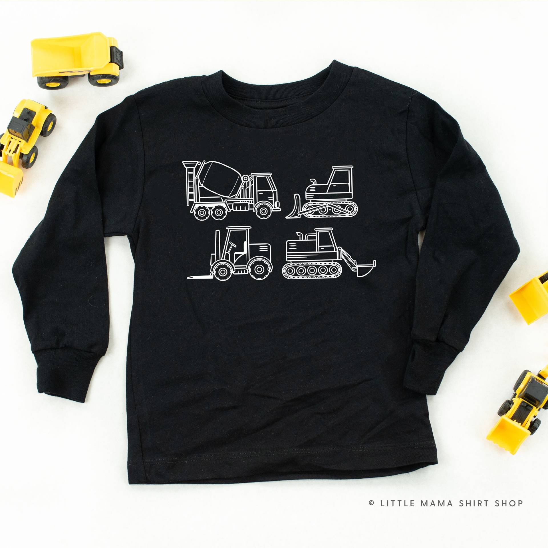 4 Baumaschinen - Long Sleeve Kinder Shirt | Kleinkind Shirts Grafik T-Shirts Traktor von LittleMamaShirtShop