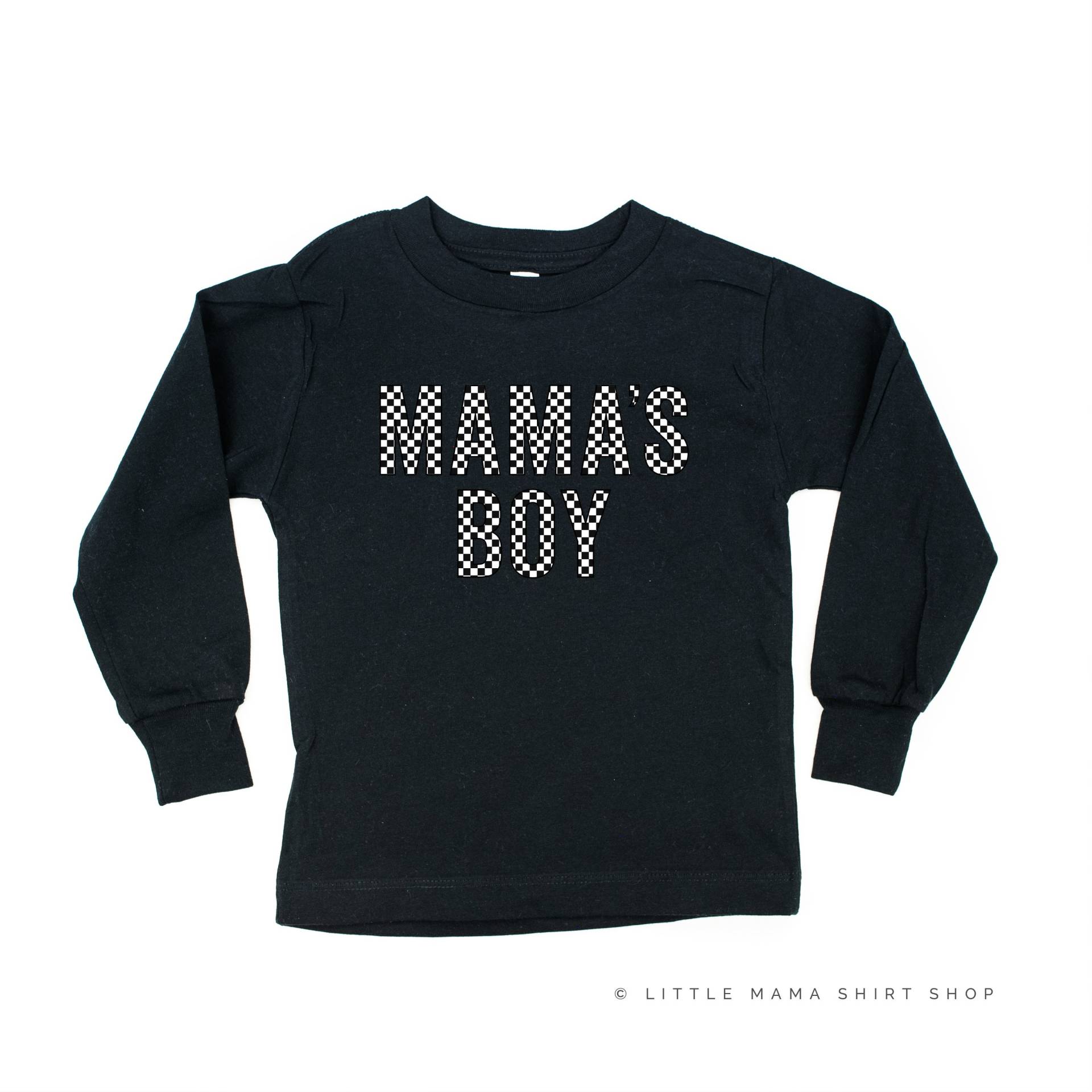 Blockschrift Checkers - Mama's Boy Long Sleeve Kinder Shirt | T-Shirt Retro Vans Style Karos von LittleMamaShirtShop