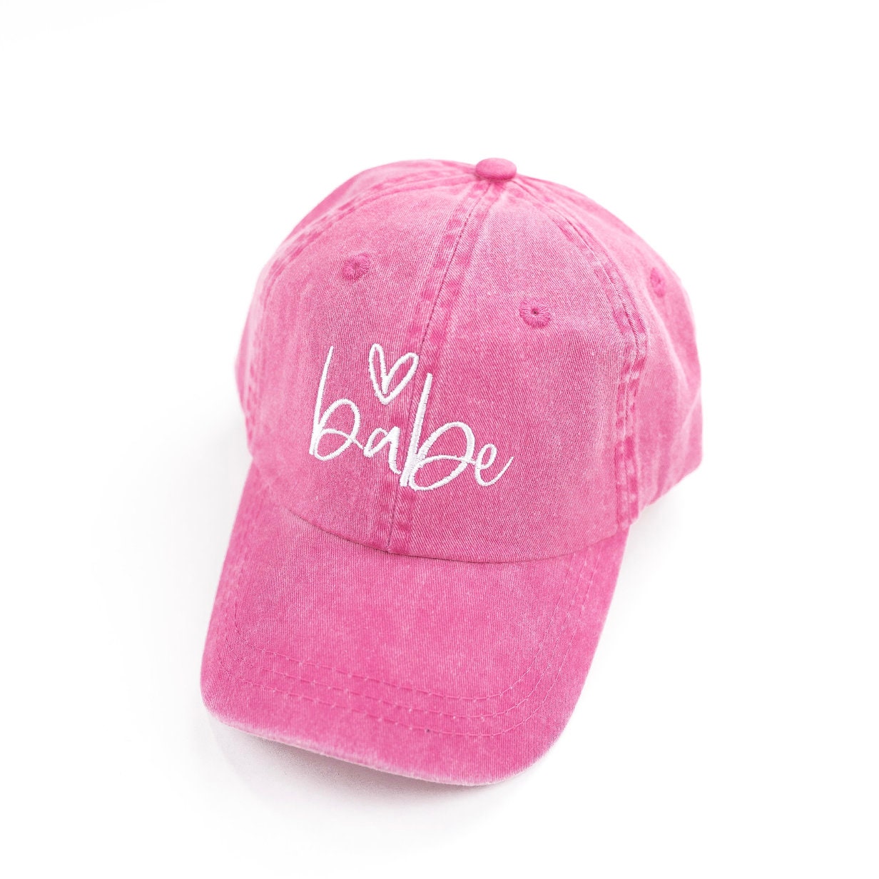 Kindergröße Basebeall Cap - Babe Herz Oben Dark Pink W/Weiß | Kleines Mädchen Hut Hüte Für Geschenk von LittleMamaShirtShop