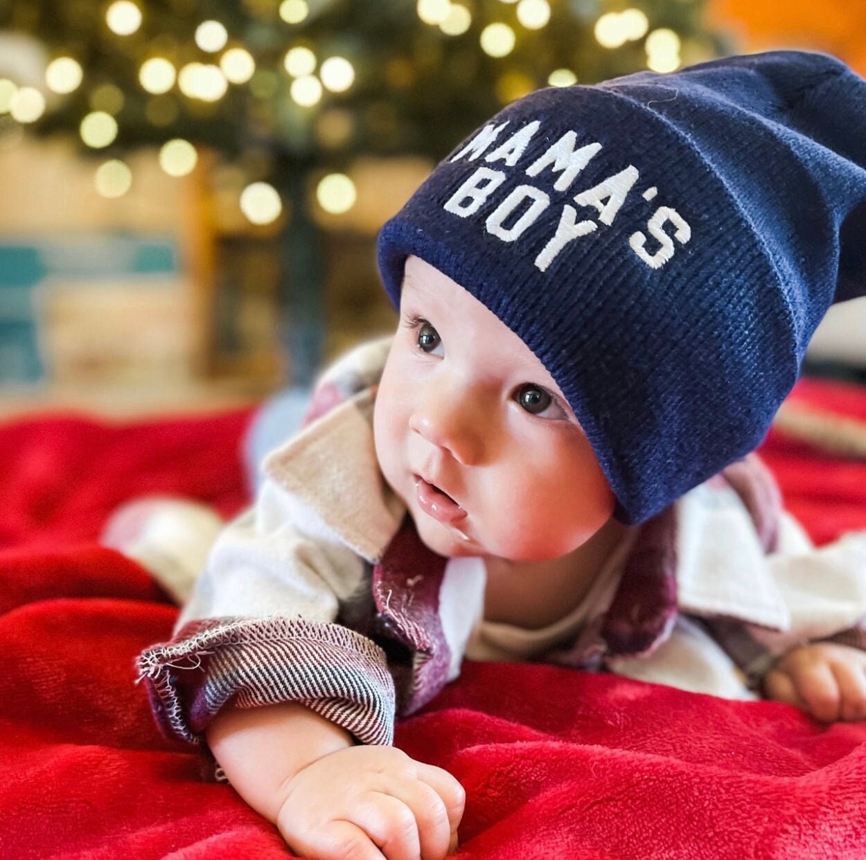 Kindermütze - Mama's Boy Navy W/White | Mützen Für Jungen Weihnachtsgeschenk Liebe Dich Valentine Beanie Süße von LittleMamaShirtShop