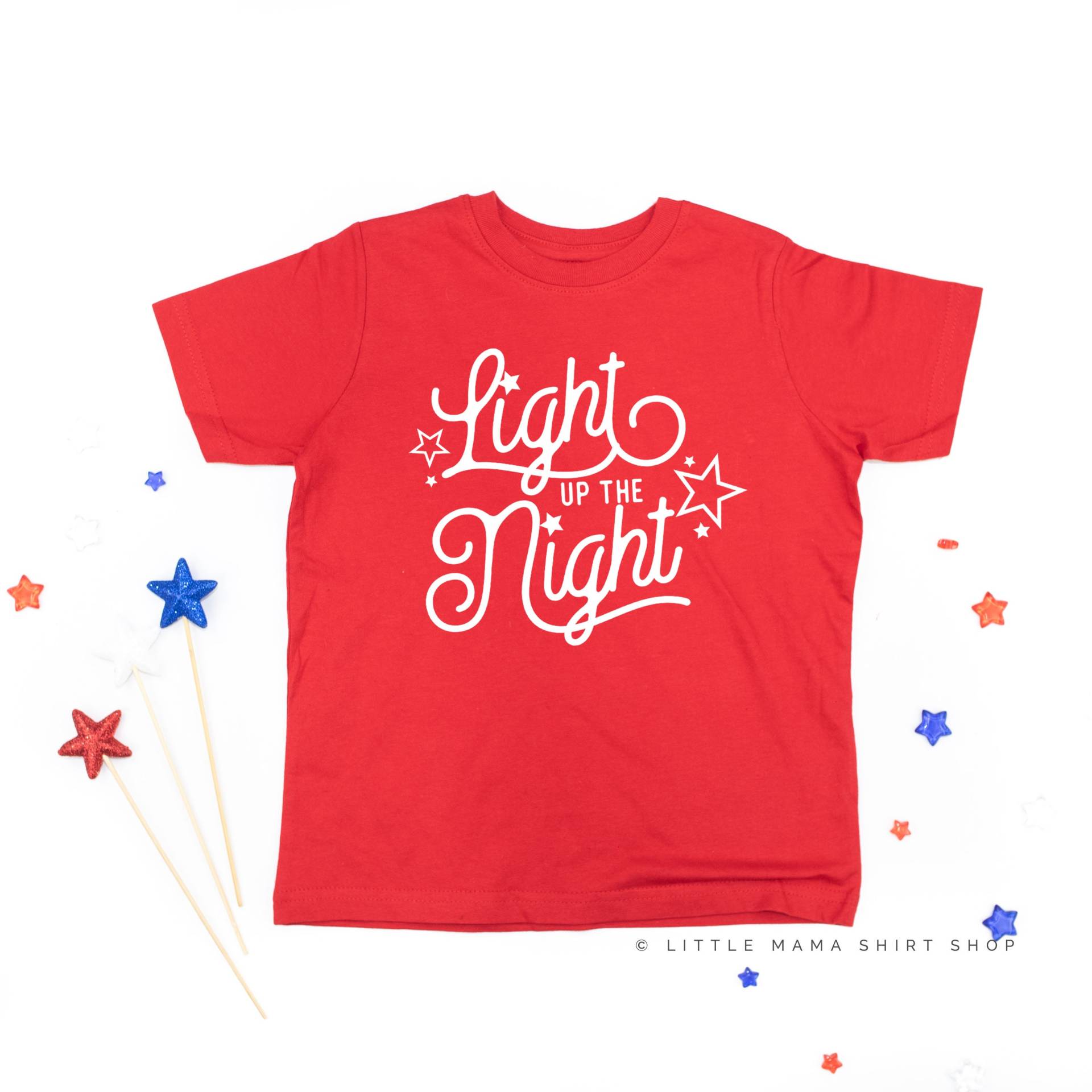 Light Up The Night - Kurzarm Kinderhemd | 4. Juli Kinder T-Shirt 4Th Of Shirts Grafik Usa Stolz von LittleMamaShirtShop