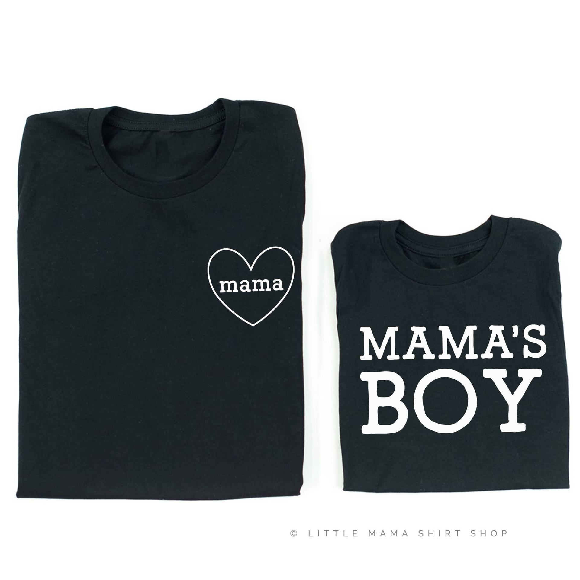 Mama(Herz-Mamas Junge | Satz Von 2 Schwarz Shirts Unisex Mama Und Mamas Sohn Mom Of Boys von LittleMamaShirtShop