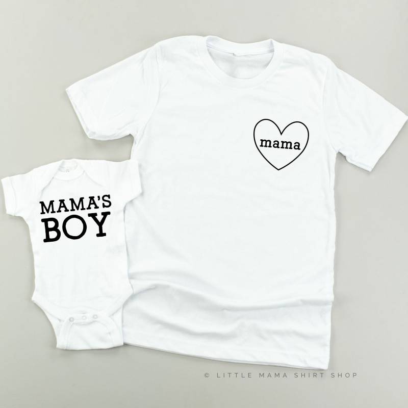 Mama(Herz - Mamas Junge | Weiss W/Schwarz 2Er-Set Hemden Mama Und Mutter Sohn Shirts Von Jungen von LittleMamaShirtShop