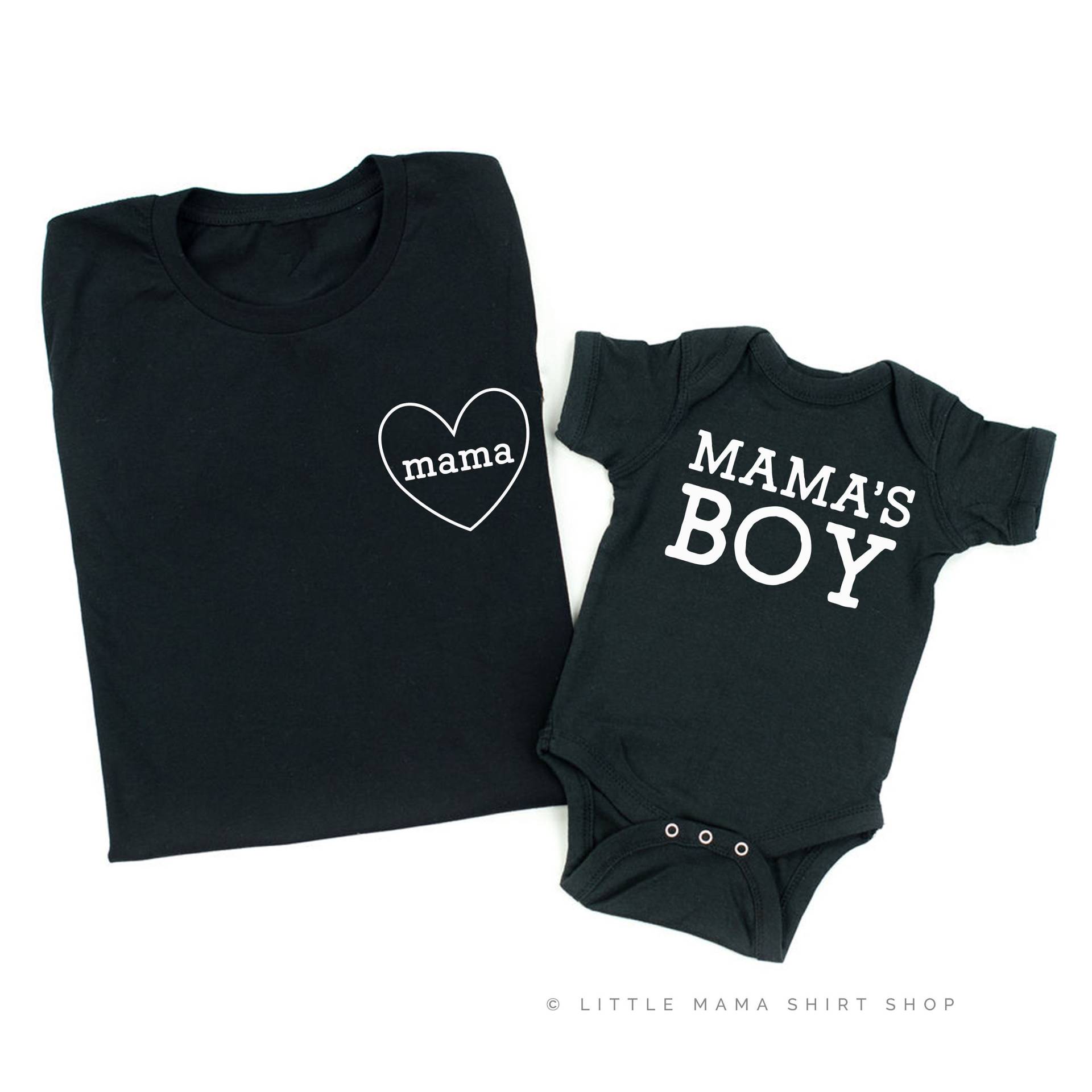 Mama - Mamas Junge | Set Von 2 Schwarz Shirts Und Sohn Passende Mom Of Boys von LittleMamaShirtShop