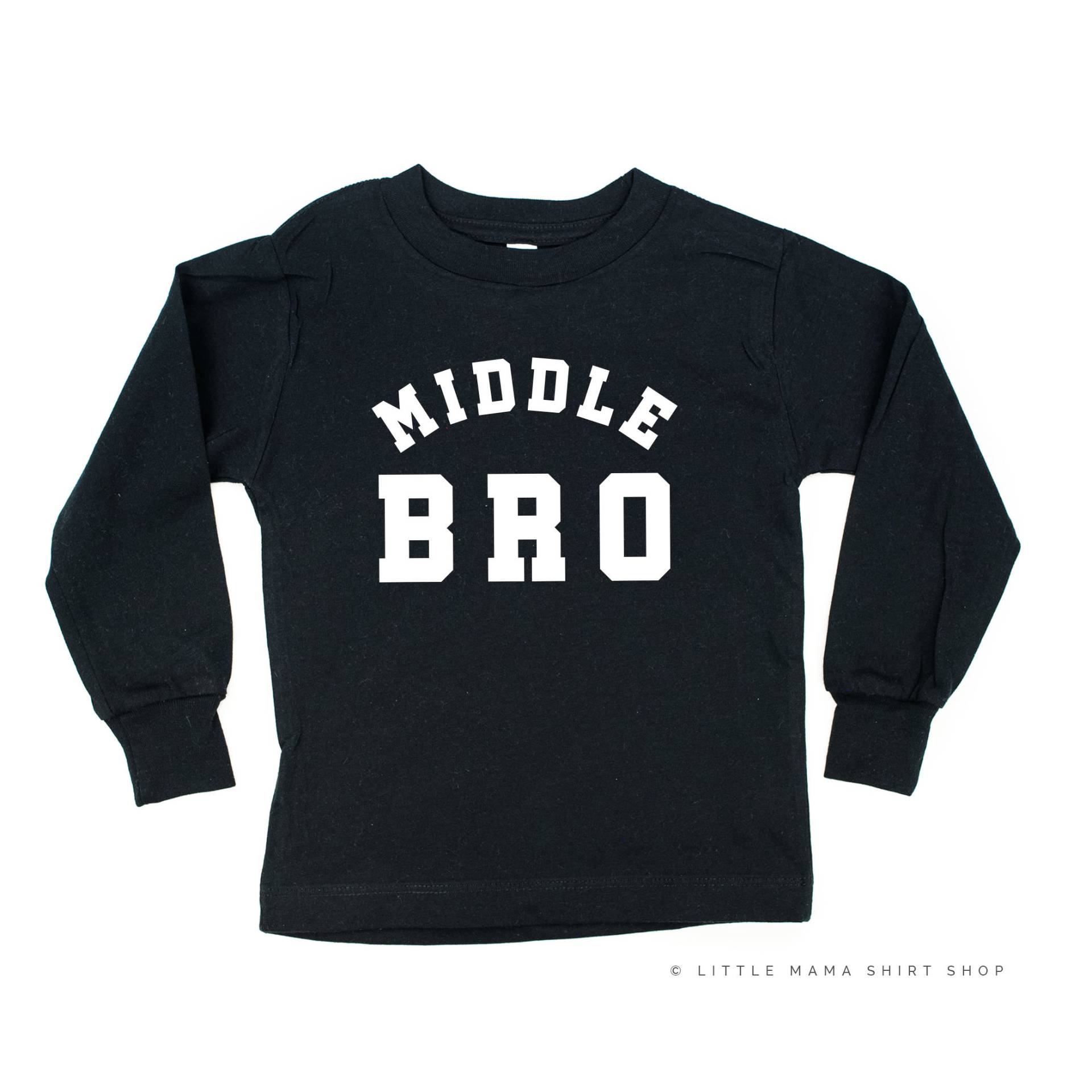 Middle Bro - Varsity Langarmshirt | Kleinkind Shirts Kinder Grafik T-Shirts Bruder Shirt Geschwister T-Shirt von LittleMamaShirtShop