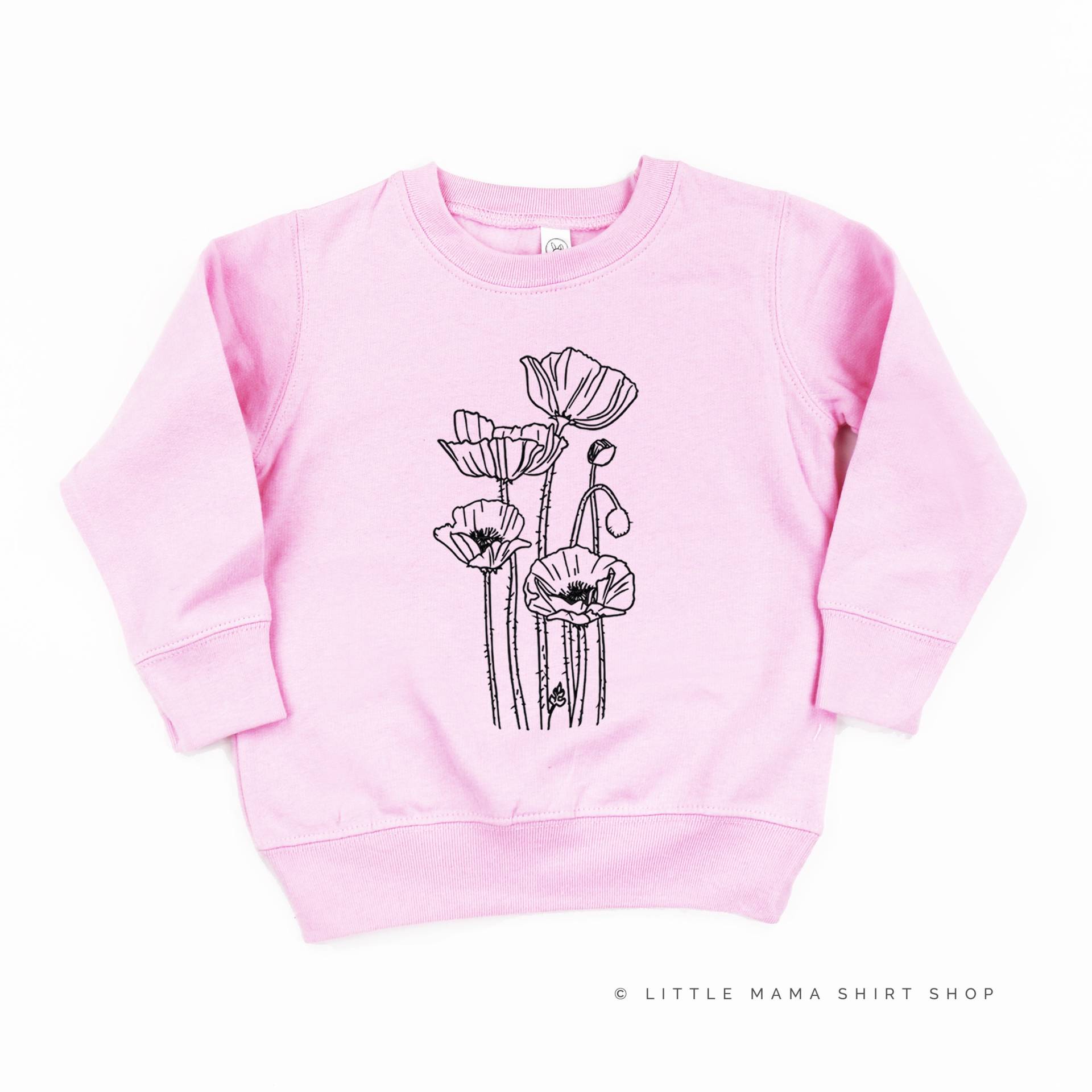 Mohnblume - Kinderpullover | Kinder Grafik Pullover Geburtsblumenpullover Geburtsanzeige Geburtsblumen Tees von LittleMamaShirtShop