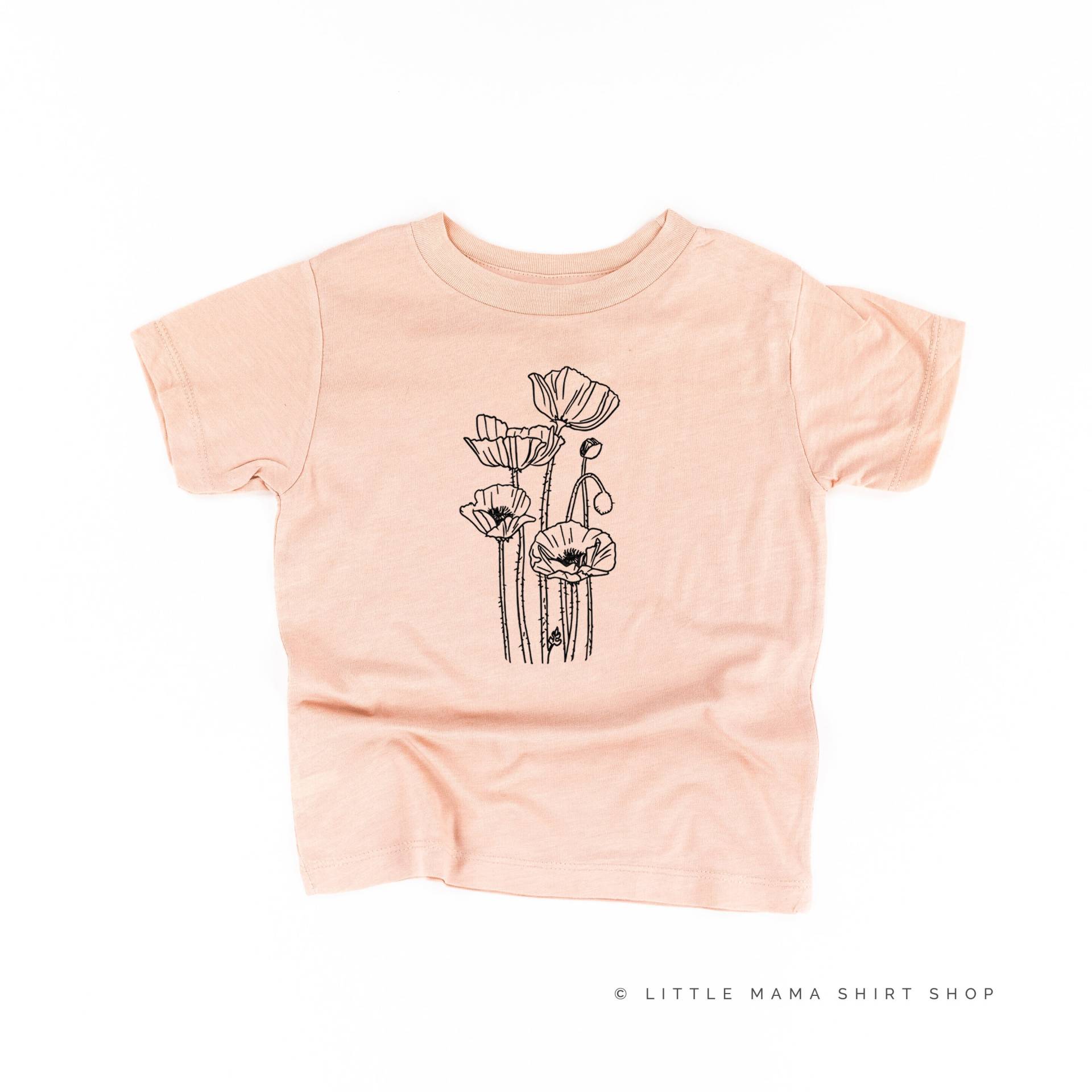 Mohnblume - Kindershirt | Kinder Grafik Tees Geburtsblumen Hemden Geburtsanzeige von LittleMamaShirtShop