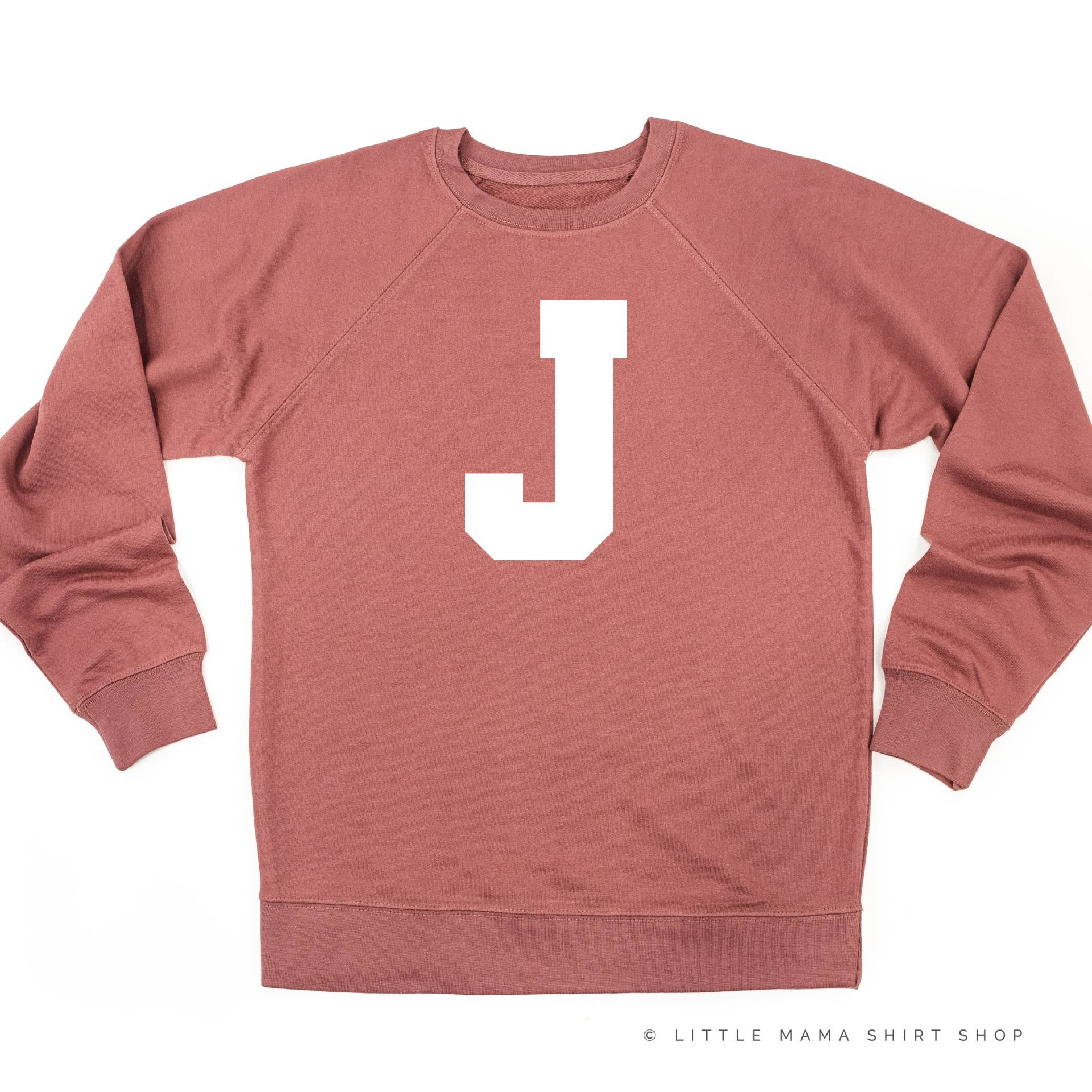 Varsity Initial "J" - Leichter Pullover | Mom Graphic Tees Mama Shirts Shirt Mutterschaft Positivity von LittleMamaShirtShop