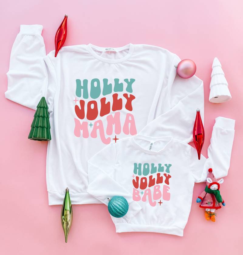 Mama Und Ich Weihnachten Pullover, Mini Sweatshirts, Sweatshirt, Ich Urlaub Passende Hemden, Holly Jolly von LittleMiaBella