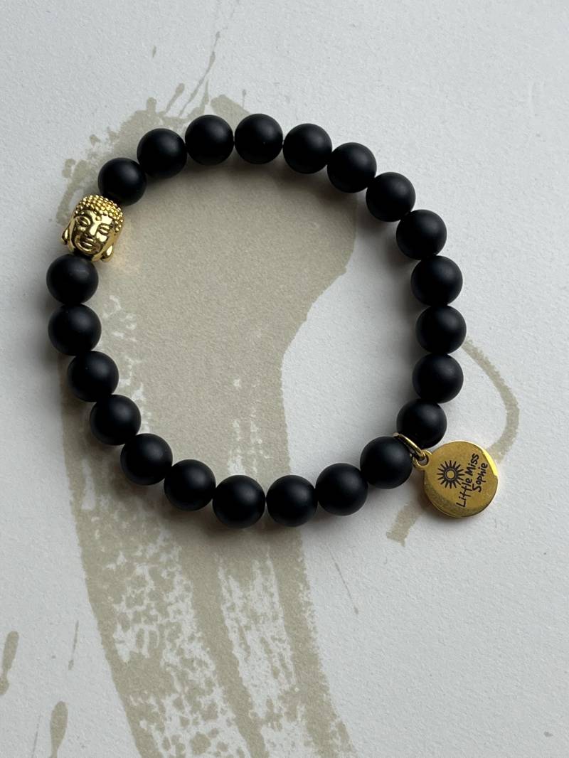 Armband Little Buddha Schwarz Gold Achat Armband Little Buddha Schwarz Gold Achat von LittleMissSophieShop
