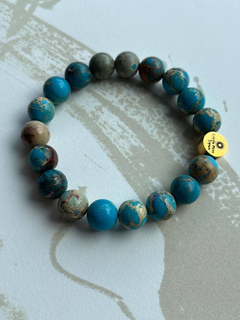 Armband Summer Vibes Türkis Gold Big Armband Summer Vibes Türkis Gold Big von LittleMissSophieShop
