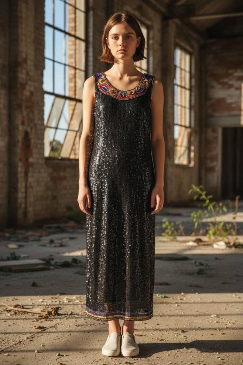 Schwarzes Pailletten Kleid von LittleMissVintage3