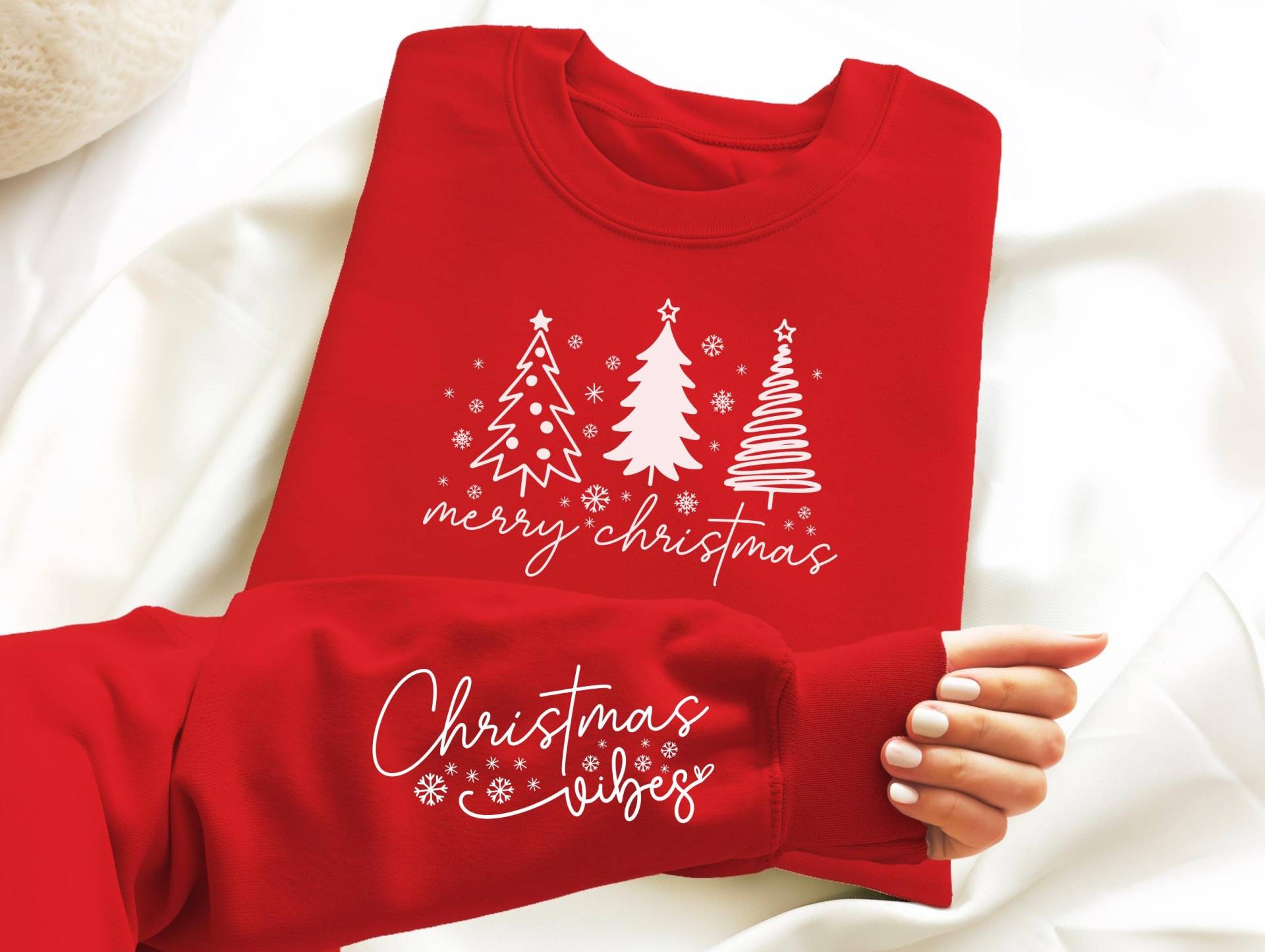 Christmas Vibes Damen Weihnachts Sweatshirt Merry Pullover Geschenk Idee Weihnachten Winter Cosy Pulli Für Frauen von LittleMonkeyShopDE