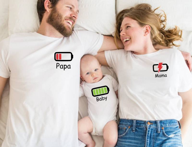Familien Outfit Mama Papa Baby Set Tshirt Familienoutfit Babybody Bodysuit Passendes Family Partnerlook Matching von LittleMonkeyShopDE