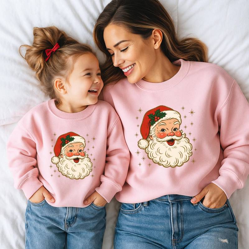 Familien Weihnachts Sweatshirt Mit Santa - T-Shirt & Pulli Im Partnerlook, Lustiges Nikolaus Motiv, Weihnachtsgeschenk Familie.passendes Set von LittleMonkeyShopDE