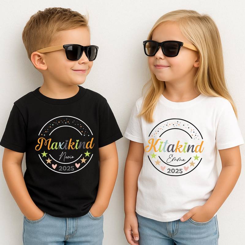 Hallo Kitakind/Maxikind Personalisiertes Kita T-Shirt. Outfit Zum Kita-start. Maxikind 2025 T-Shirt Mit Name. Geschenkidee von LittleMonkeyShopDE