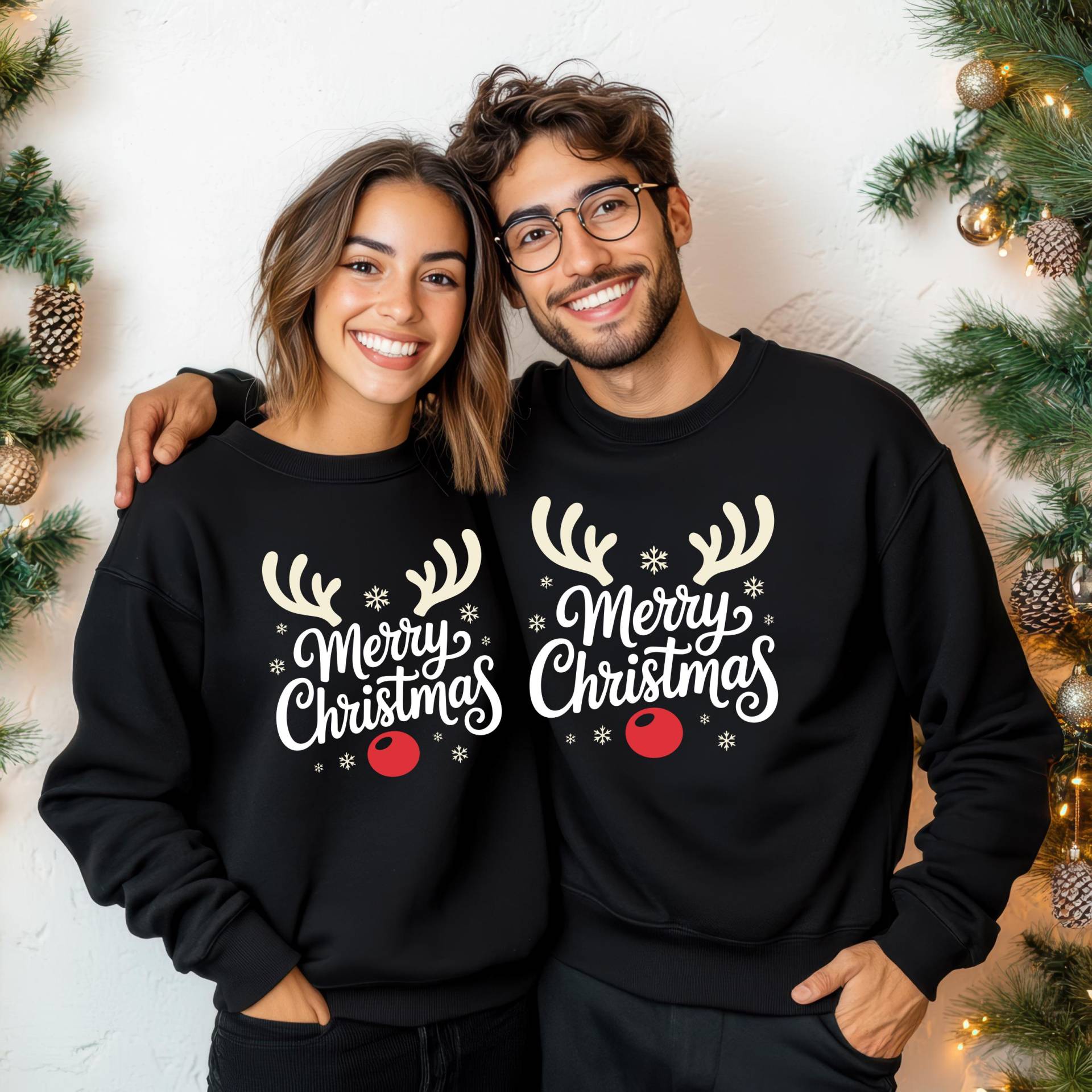 Merry Christmas Partnerlook | Weihnachts Sweatshirt Für Paare & Familie, Matching Xmas Pullover.weihnachts Pullover Familie Und Paare von LittleMonkeyShopDE
