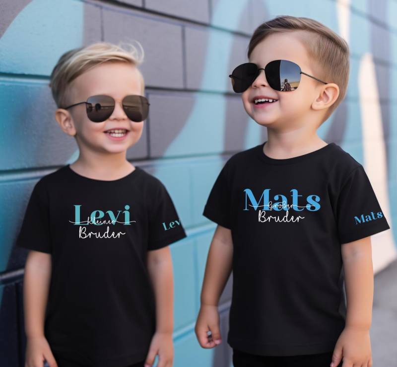 Personalisierte Geschwister T-Shirt Set-Großer Bruder & Kleine Schwester Mit Namen.geschwister Partnerlook Set.kinder Geschenk von LittleMonkeyShopDE