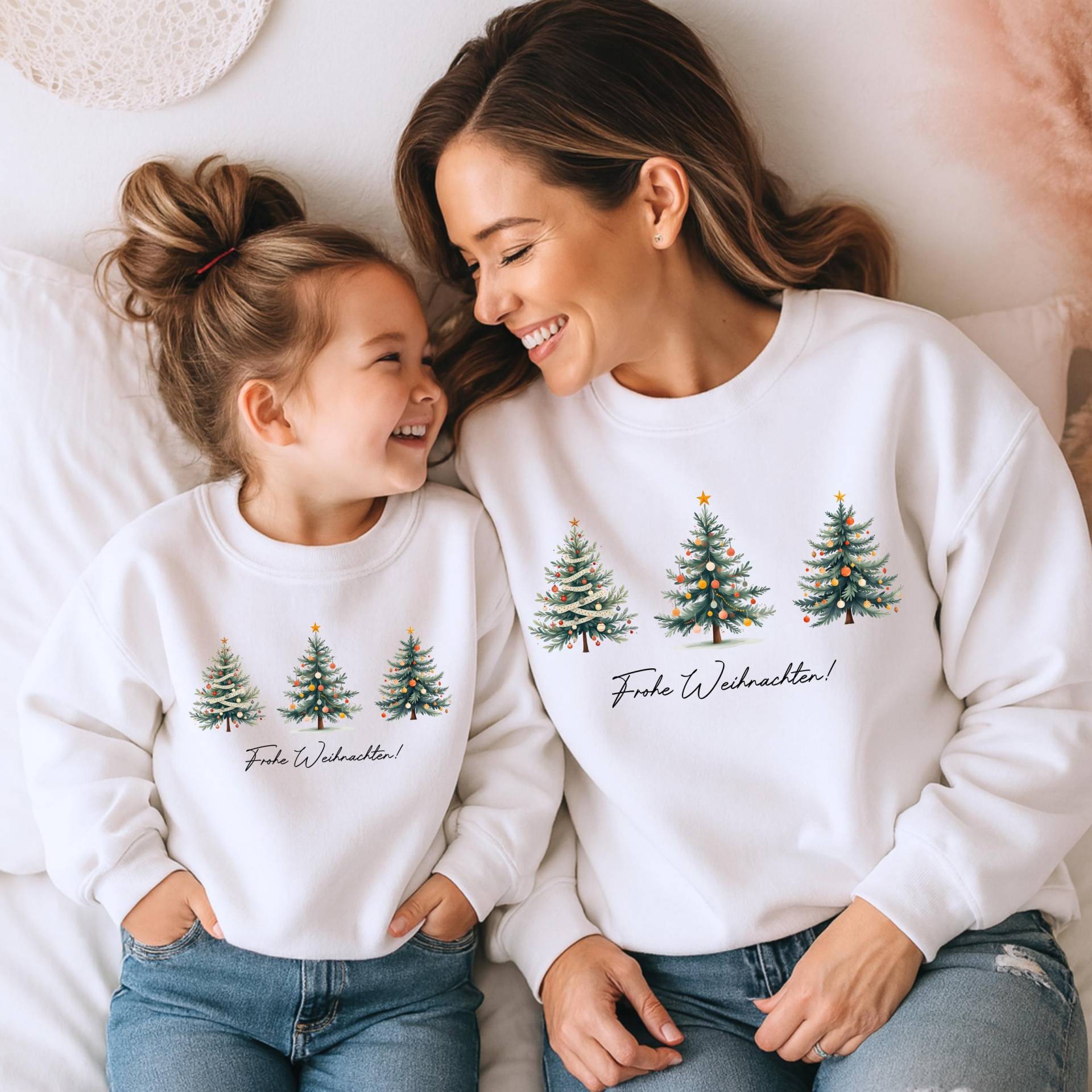 Weihnachtspullover Partnerlook-Christmas Sweatshirt Mit Tannenbäumen, Kuschelig, Winter Outfit.geschenk Zu Weihnachten.kinder Weihnachts Pulli von LittleMonkeyShopDE
