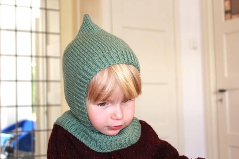Baby, Kleinkind & Kinder Elf Pixie Balaclava Hut in Antik Grün, Alpaka Und Natürliche Merinowolle, Handgestrickt, Mehrfarbig, Weihnachtsgeschenk von LittleNaturalKnits