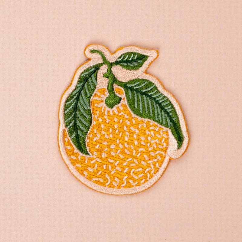 Clementine Gesticktes Bügelbild | Natur Aufnäher Orange Clementinen Blatt Zitrusfrüchte Kleine Paisley Designs von LittlePaisleyDesigns