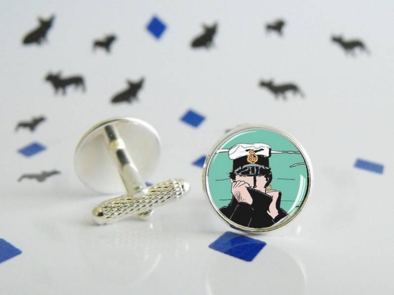 Corto Maltese - Manschettenknöpfe Glascabochon Comics Seemann Kapitän Hochzeitsgeschenk Vatertag von LittlePopBoutique