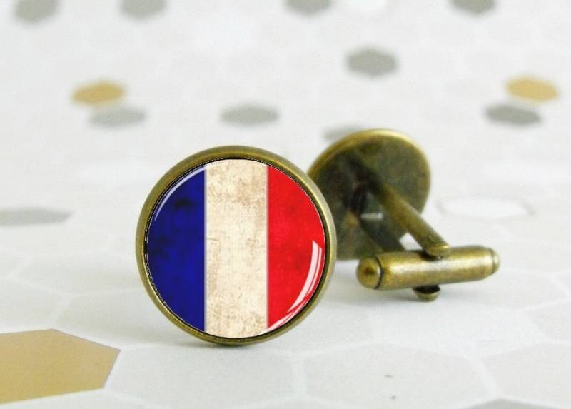 Frankreich - Manschettenknöpfe Flagge Geschenkset Für Ihn Herrenschmuck Hochzeit Europa Blau Weiß Rot von LittlePopBoutique