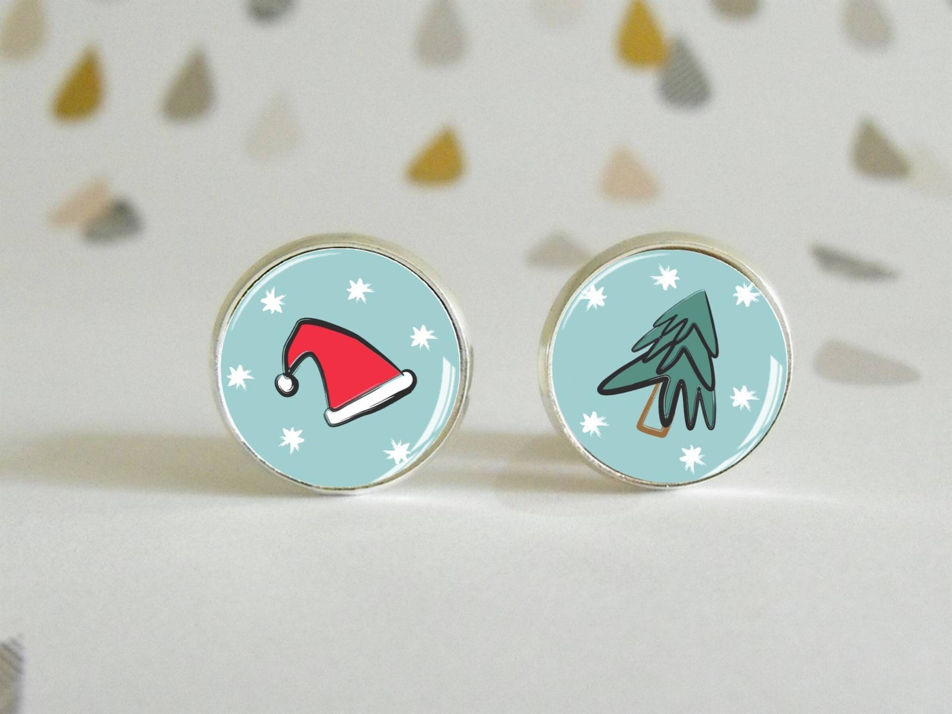 Ohrringe - Frohe Weihnachten Glascabochon Fröhlich Festlich Weihnachtsgeschenk von LittlePopBoutique