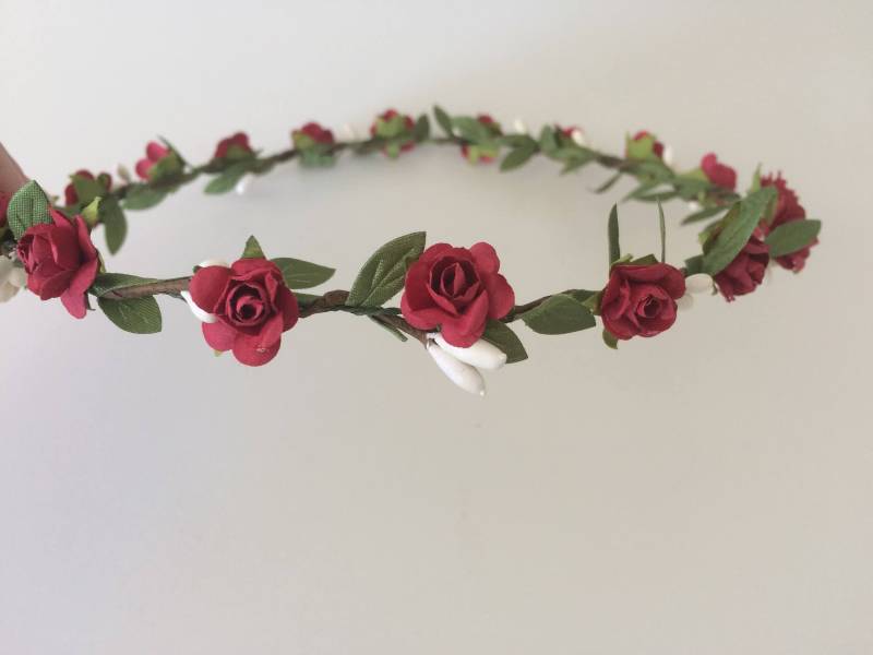 Rote Rose Blumenkrone Blumenmädchen Stirnband Aus Maulbeerpapier von LittlePrincessCrown