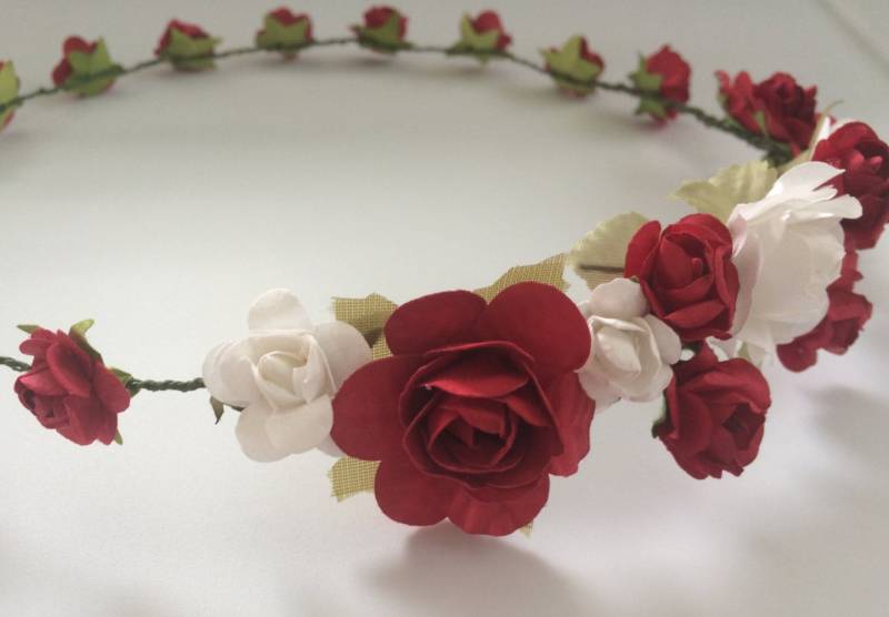 Rote Rose Blumenkrone Brauthaarband Zum Valentinstag von LittlePrincessCrown