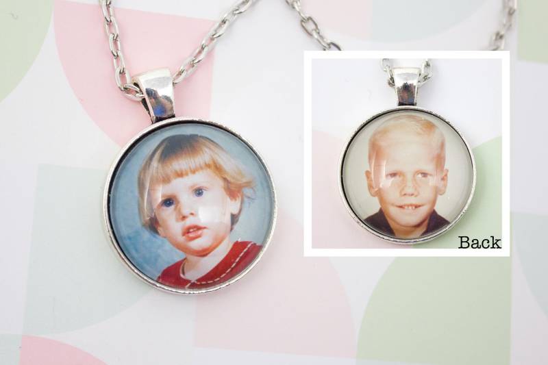 Doppelseitige Fotokette - Zwei Fotoschmuck Personalisierter Fotoanhänger Bild Halskette 25 Mm/1 Zoll Kreis von LittlePurpleCrab
