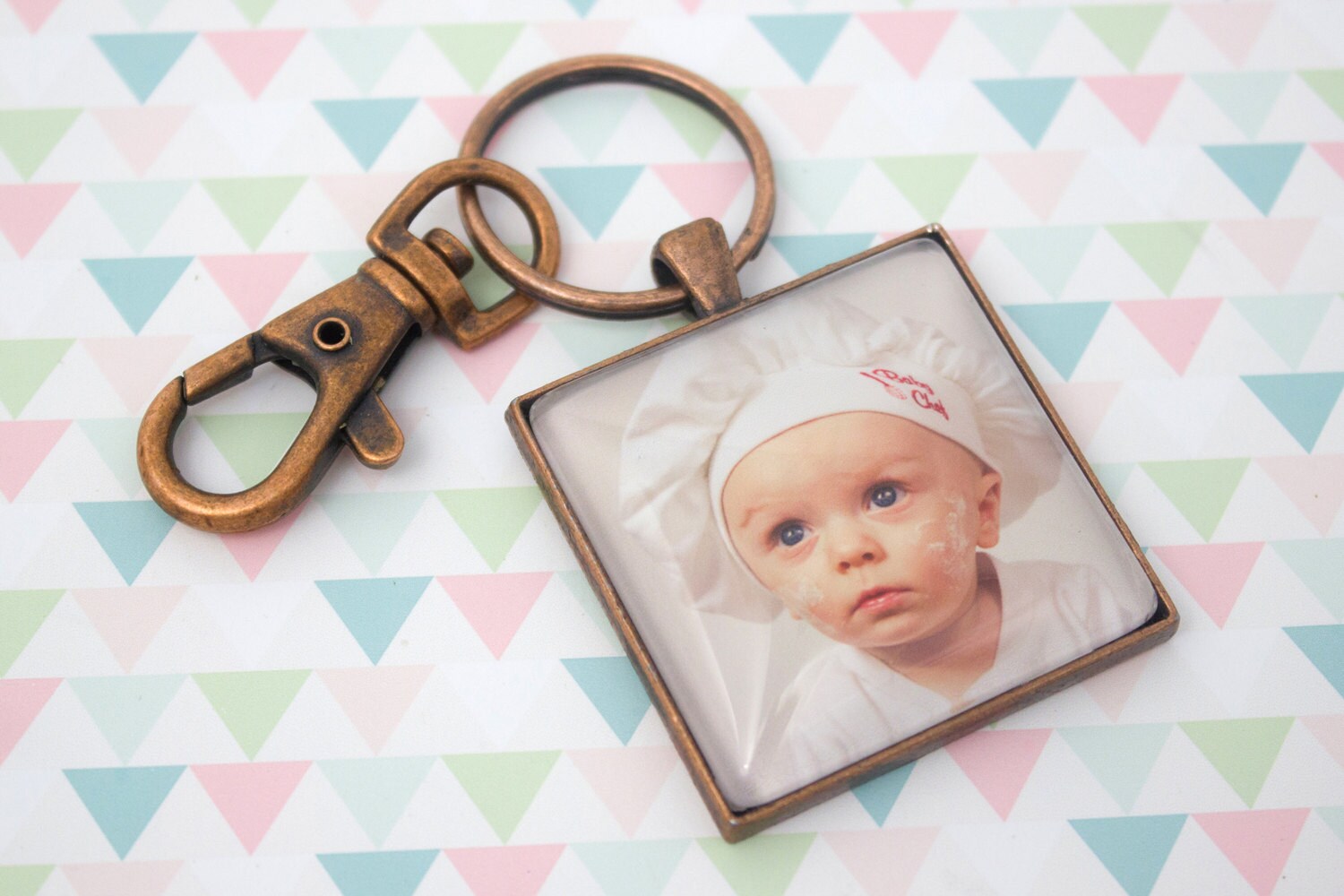 Foto Schlüsselanhänger - Personalisierter Antik Bronze Schlüsselbund Personalisiertes Bild 35 Mm Quadrat von LittlePurpleCrab