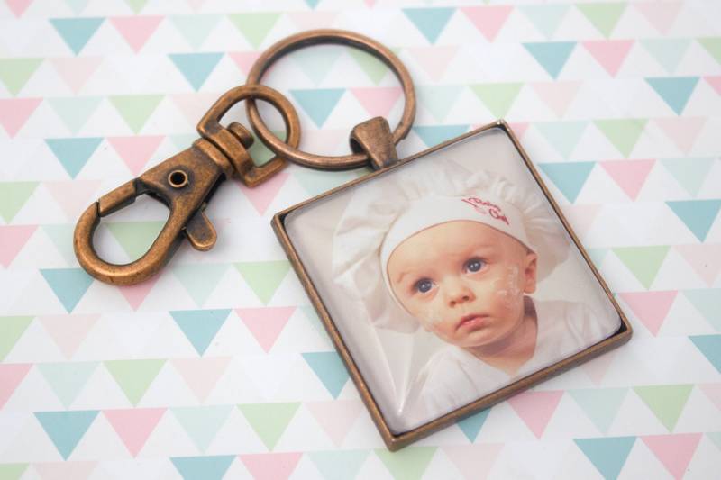 Foto Schlüsselanhänger - Personalisierter Antik Bronze Schlüsselbund Personalisiertes Bild 35 Mm Quadrat von LittlePurpleCrab