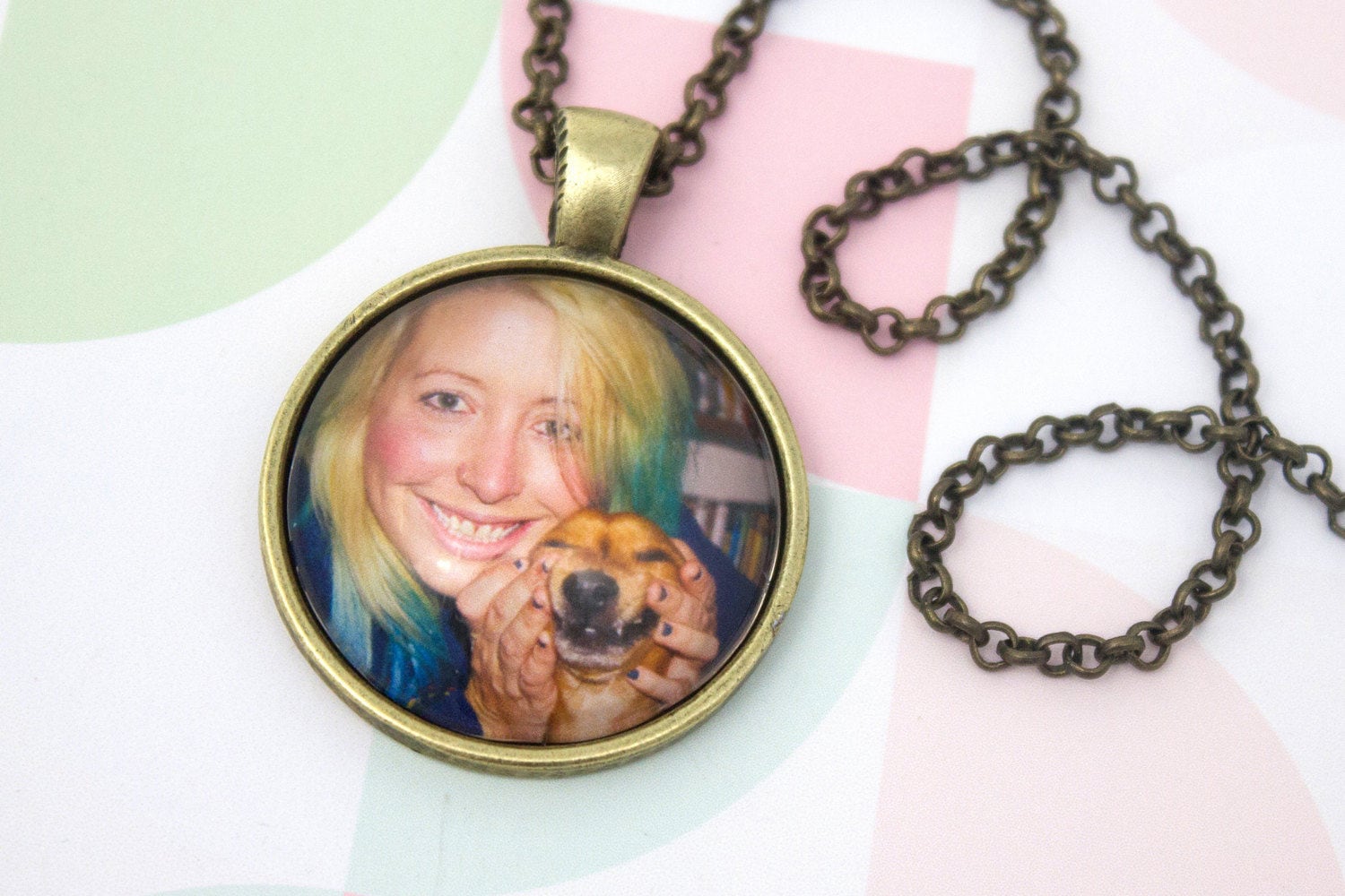 Haustier Foto Halskette - Personalisierter Fotoschmuck Bronze Kreis Fotoanhänger Bild 25 Mm/1 Inch Haustier Foto Halskette - Personalisierter Fotoschmuck Bronze Kreis Fotoanhänger Bild 25 Mm/1 Inch von LittlePurpleCrab