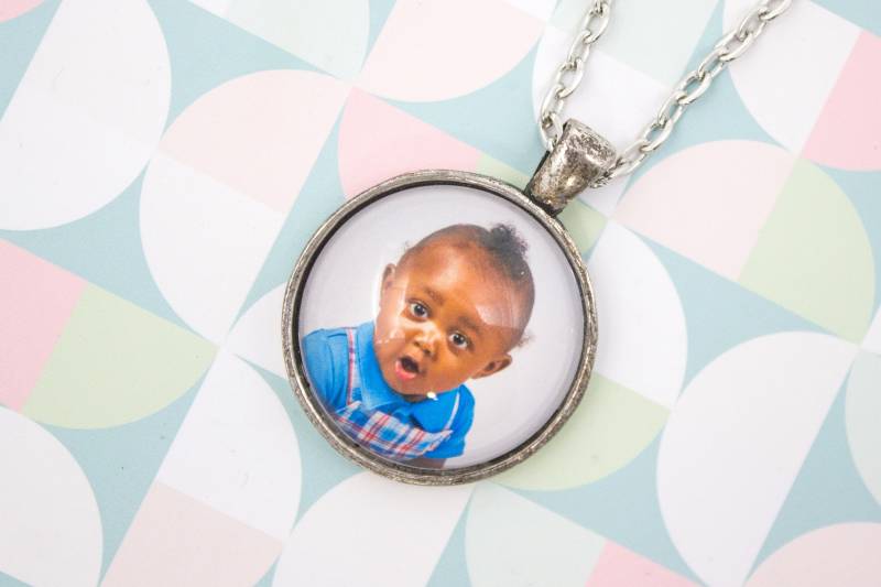 Personalisierte Foto Halskette - Fotoschmuck Silber Kreis Halskette Personalisierter Fotoanhänger Bild 25 Mm/1 Inch von LittlePurpleCrab